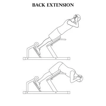 Back extension exercise strength workout vector illustration outline Illustrazione stock