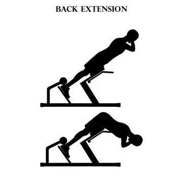 Back extension exercise strength workout vector illustration silhouette Stock Illustration