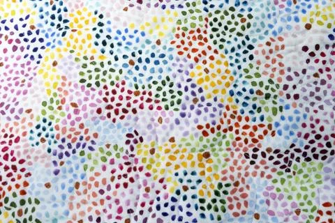 Back of a finished quilt, random dot pattern close. Stock Photos