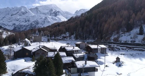 Back flight, la Monta, Arolla - Aerial 4K Stock Footage 106229279