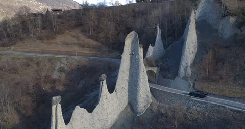 Back fly from Euseigne pyramids - Aerial 4K Stock Footage 106229963