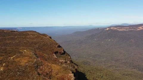 Back flying over Deep Canyon in Blue Mountains national park Australia 4k. Stock Footage 223408405