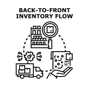 Back to front inventory flow management vector concept Stock Illustration