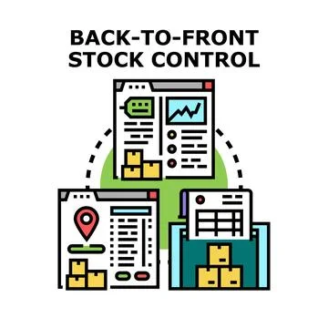 Back to front stock control logistics management system Illustrazione stock