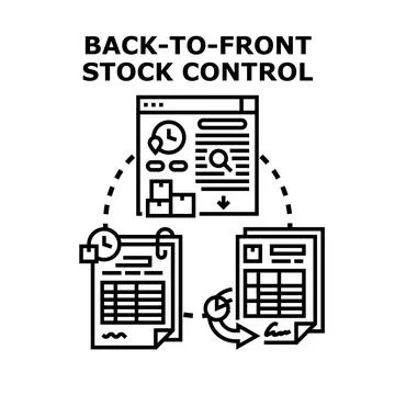 Back to front stock control process flow management Stock Illustration