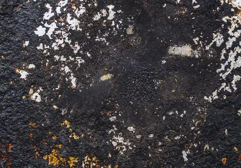 The back of the frying pan is black with soot, charcoal, burnt texture, old a Foto stock