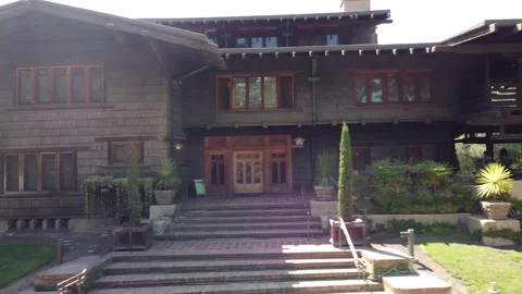 Back to The Future Doc Brown House Aerial Drone Gamble Sunny Pasadena CA USA Stock Footage 157135652