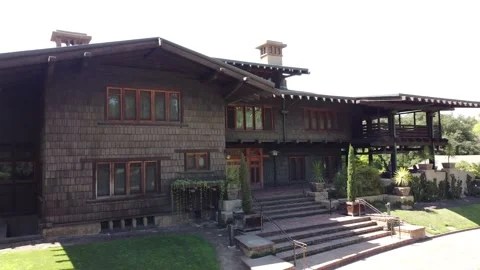 Back to The Future Doc Brown House Aerial Drone Gamble Sunny Pasadena CA USA Stock Footage 157135842