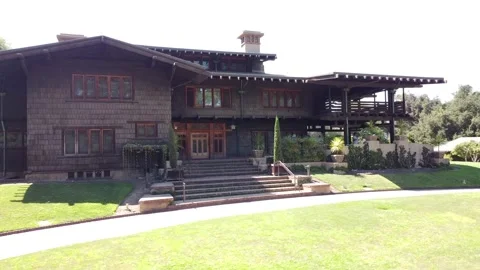 Back to The Future Doc Brown House Aerial Drone Gamble Sunny Pasadena CA USA Stock Footage 157135899