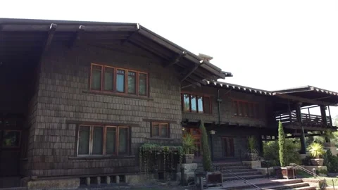 Back to The Future Doc Brown House Aerial Drone Gamble Sunny Pasadena CA USA Stock Footage 157135902