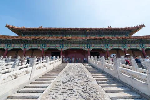 Back of the gate of Supreme Harmony in the Forbidden City of Beijing Stock Photos
