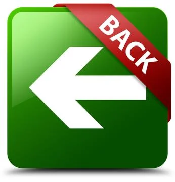 Back green square button red ribbon in corner Stock Illustration