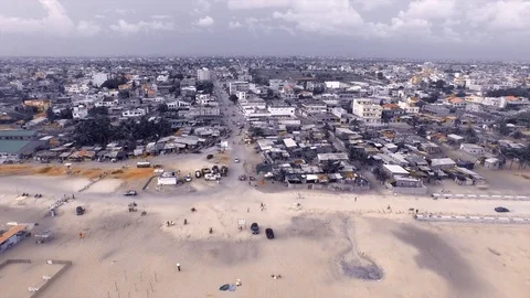 Back to the grey sea in Cotonou Stock Footage 81073777