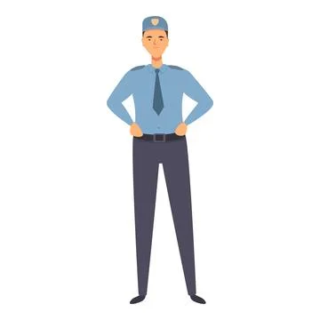 Back guard icon cartoon vector. Police man Stock Illustration