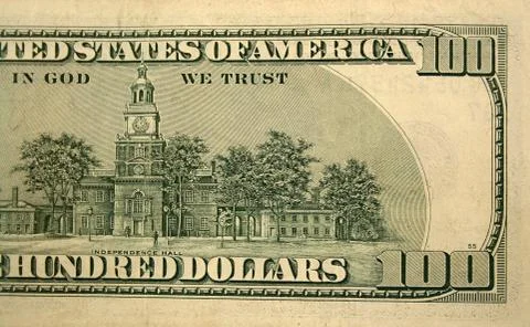 Back half of a one hundred dollar bill Foto stock