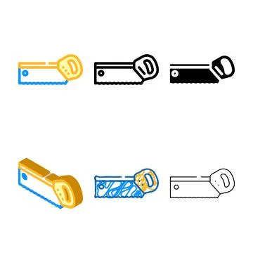 Back hand saw color simplified icon vector Stock Illustration