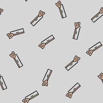Back hand saw vector seamless pattern Stock Illustration