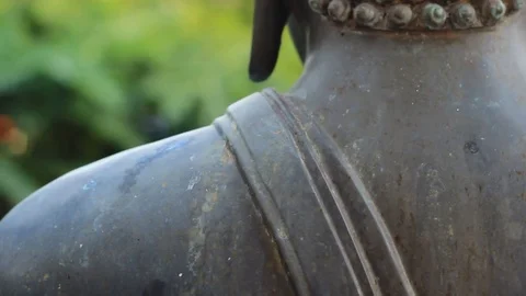 The back of the head of a Thai Buddha statue in temple grounds in a Wat Stock Footage 101635381