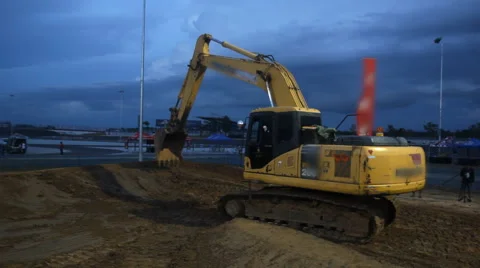 Back hoe working in construction site. Stock Footage 60226398