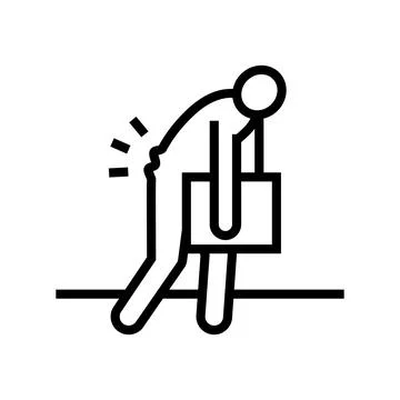 Back hurts man sprain line icon vector illustration Stock Illustration