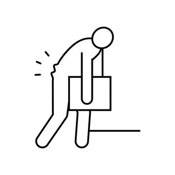 Back hurts man sprain line icon vector illustration Stock Illustration