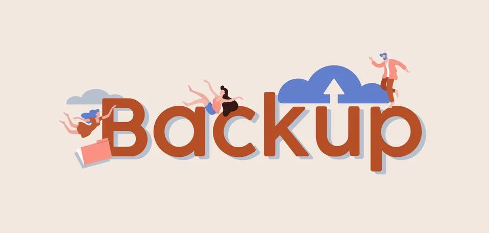 Back up information illustration. Electronic cloud technologies for storing and Stock Illustration
