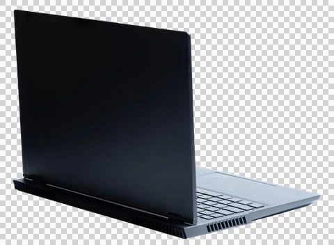 Back isometric view of black open laptop Stock Photos