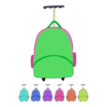 Back kid luggage vector cartoon graphic Stock Illustration