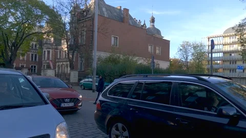BACK LEFT - Driver side driving plate - Wroclaw, Poland. polandwroclaw0002 Stock Footage 163800455