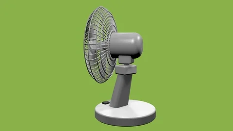 BACK LEFT VIEW OF OSCILLATING DESKTOP FAN ANIMATION Vídeos de archivo 98608706