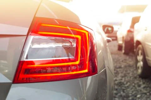 Back lights of a parked car Stock Photos