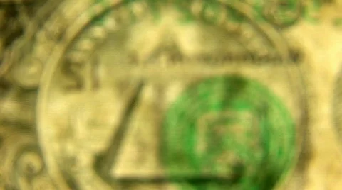 Back Lit One Dollar bill coming into focus, closeup Video stock 90952