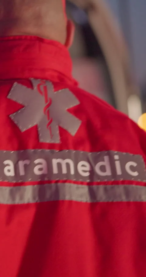 Back, man and paramedic walking for emergency, ems service and healthcare in 스톡 동영상 252660976