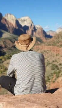 Back of a man sitting and self reflecting Stock Illustration