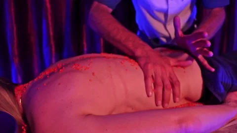 Back massage with lentils Stock Footage 197442705