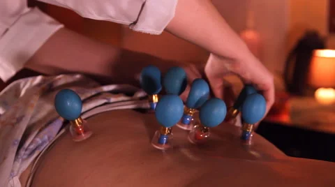 Back massage, magnetic cans Stock Footage 49668925