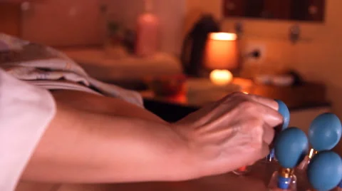 Back massage, magnetic cans Stock Footage 49669260
