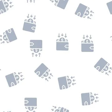 Back money in wallet glyph vector seamless pattern Stock Illustration
