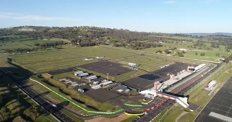 Back from Mt Panorama in Bathurst city with car racing track motorsport as 4k. Stock Footage 140969605
