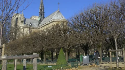 The Back Of The Notre Dame Cathedral In Paris, France Stock Footage 158675305