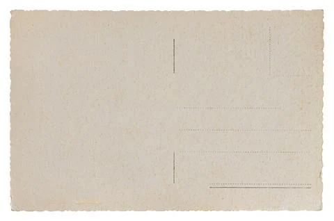 Back of an old postcard with address and stamp markings Stock Photos
