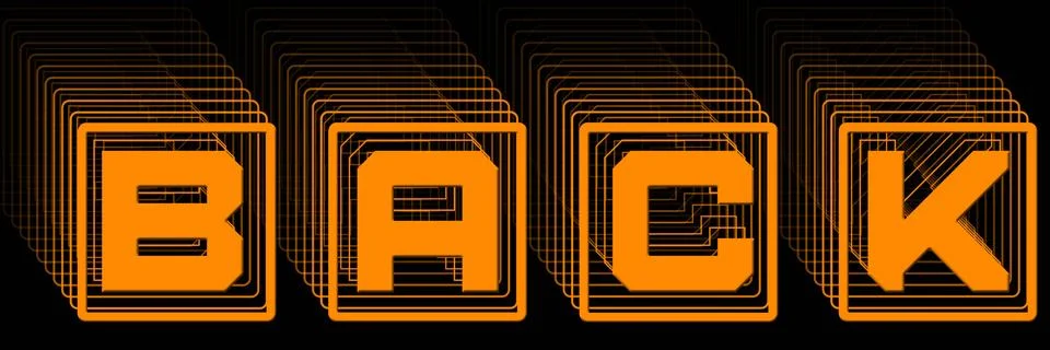 BACK - orange lettering in frame as abstract label with repeating effect Illustrazione stock