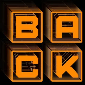 BACK - orange lettering in frame as square logo with repeating effect Stock Illustration
