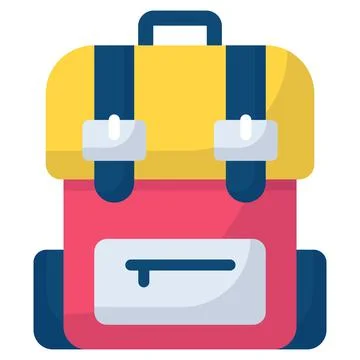 Back pack flat icon , photography and digital art flat vector design Stock Illustration