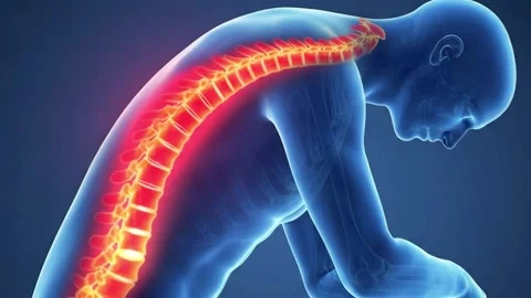 Back Pain 3D Red Glow Animation Medical Video 4K Stock Footage 328069234