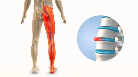 Back Pain and Sciatica Due to Bulging Disc Stock Illustration