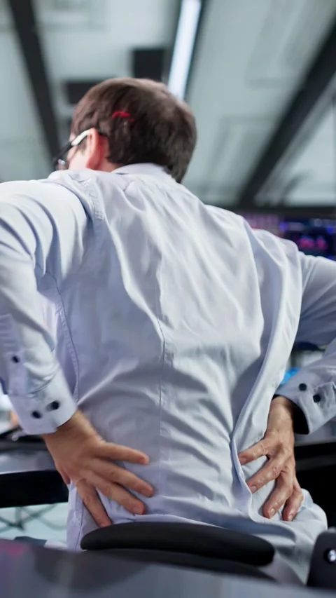 Back Pain Bad Posture Man Sitting Stock Footage 326839290