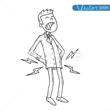 Back in pain carrying heavy box, vector illustration. Stock Illustration