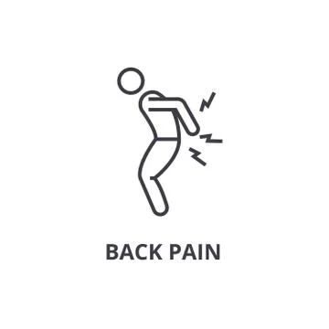 Back pain thin line icon, sign, symbol, illustation, linear concept, vector Stock Illustration