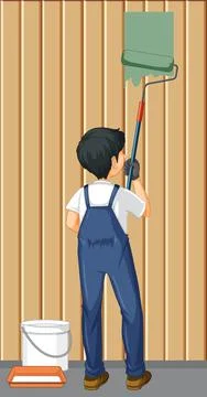 Back of painter construction worker Stock Illustration